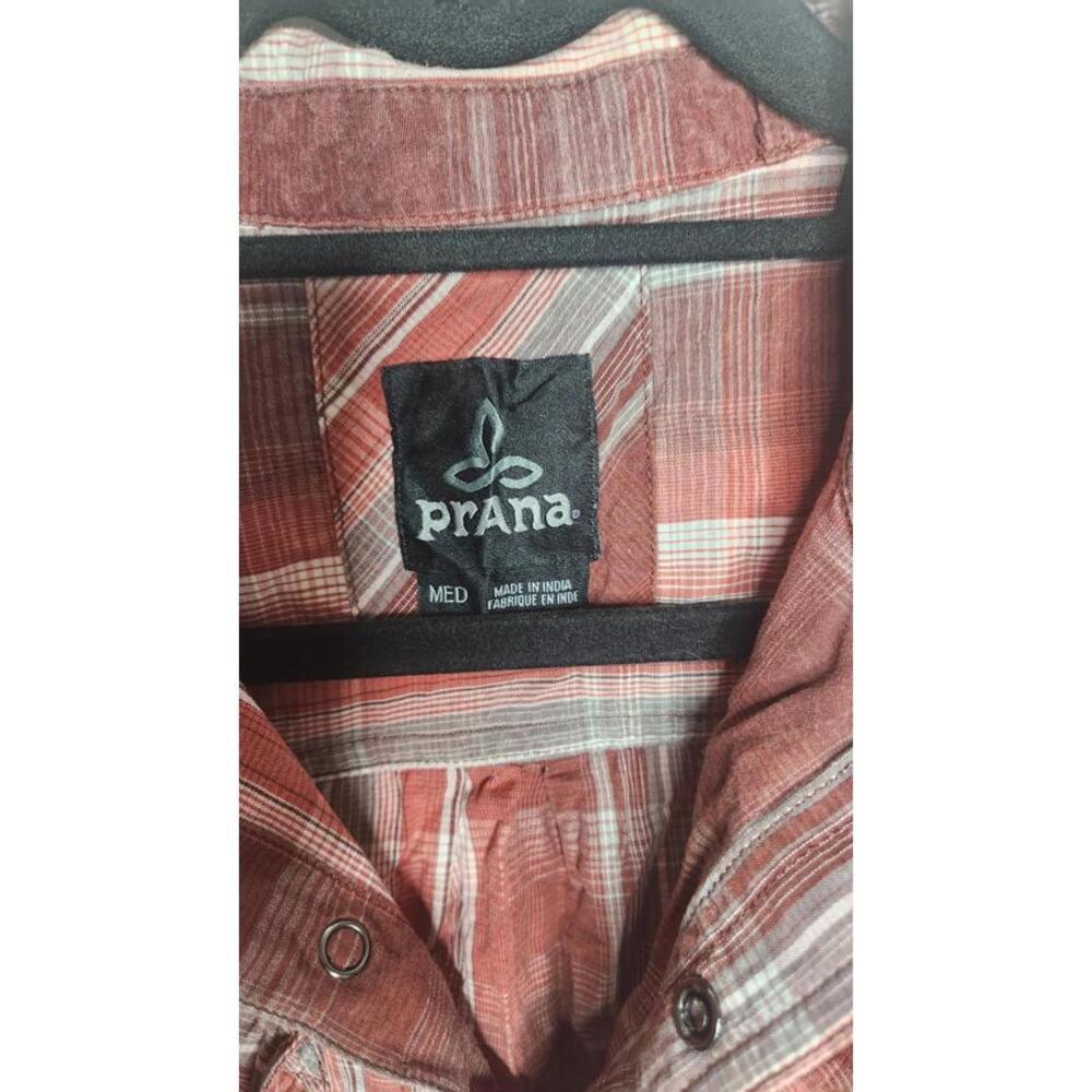 Prana Men Plaid Button Down Short Sleeve Shirt Size M Academia Casual - Picture 3 of 5